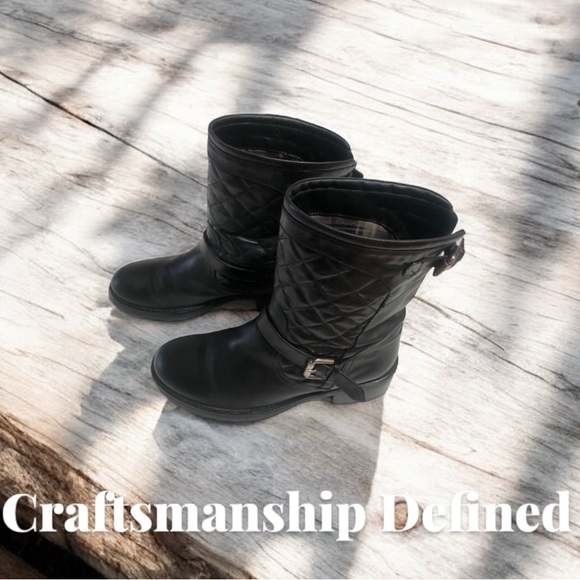 Aquatalia Black Quilted Mid-Calf Quilted Moto-Metro Style Boots   size 8  ~ EUC - Picture 4 of 15